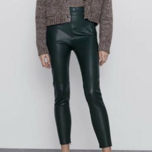 Zara emerald green leather pants